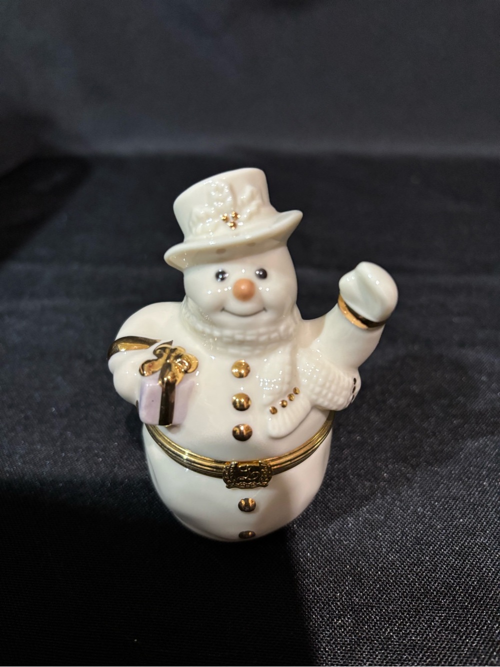Lenox Snowman Trinket Box with Gold Accents - Holiday Home Decor